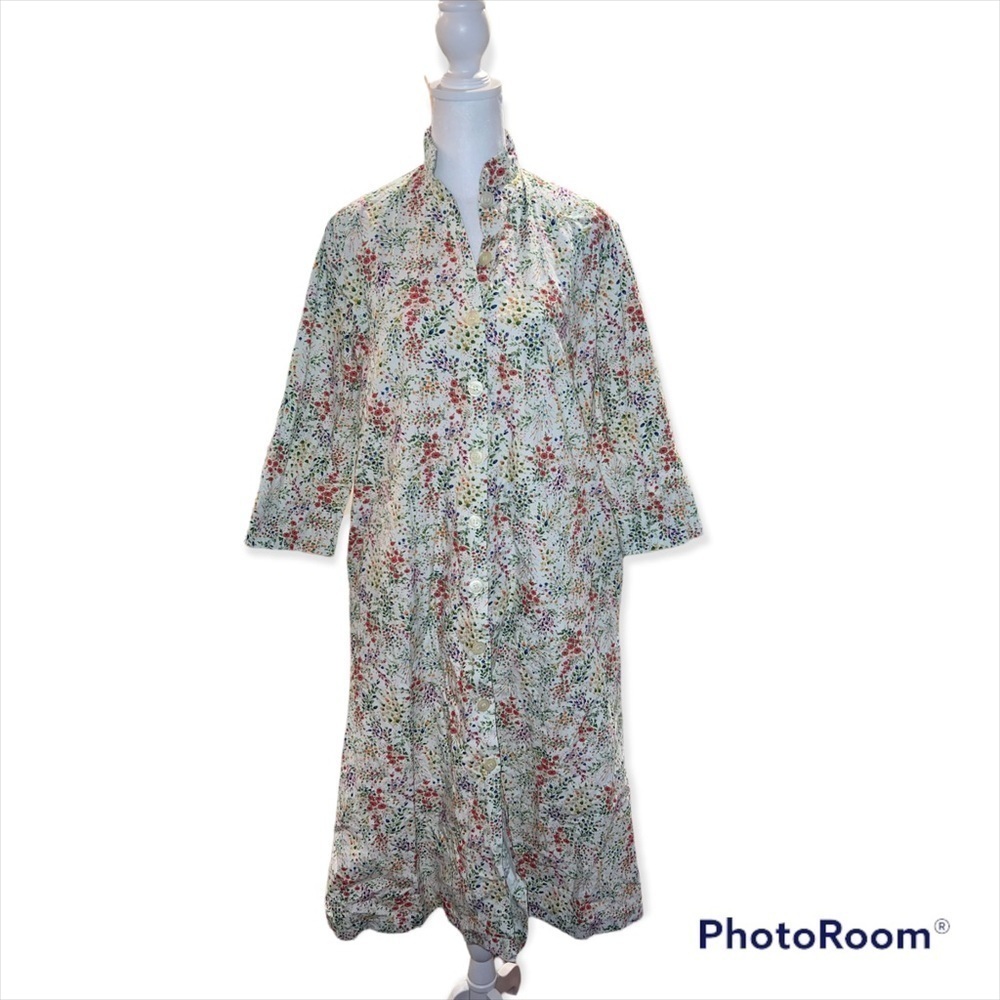 Andrew McMullan Vintage Floral Cotton Button Up Housecoat Size Small‎